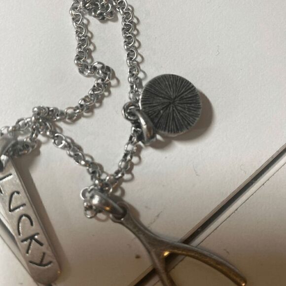 NWT Lucky Wishbone Charm Pendant Necklace 12" - Picture 5 of 8